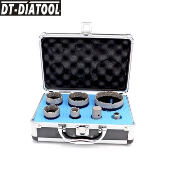 DT-DIATOOL 1 takım kutulu Vakum Kaynaklı Elmas Matkap Çekirdek Uçları Setleri porselen fayans M14 bağlantı Delik Testere ve 1 adet parmak uçları
