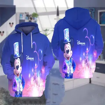 Yeni Disney kalınlaşmış 3D hoodie kış,Disneyland Paris 30th Yıldönümü 3D Hoodie moda fermuarlı kapüşonlu kıyafet