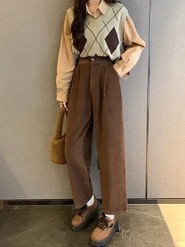 4 Renk S-XL 2022 Sonbahar Kış Kore Tarzı Yüksek Elastik Bel Uzun pantolon kadın Kadife düz pantolon kadın (75071)