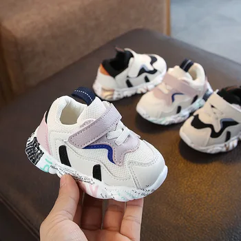 Boyutu 16-20 Erkek rahat ayakkabılar Toddler Bebek Kız Spor koşu ayakkabıları Yumuşak Alt Rahat Dikiş Çocuk Bebek Ayakkabı