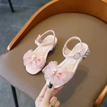2022 Yay Çocuk Ayakkabı Çocuk Sandalet Kız Yaz plaj ayakkabısı İnci Prenses Sandalet Çocuk Ayakkabı Kızlar için Ücretsiz Kargo 3-11