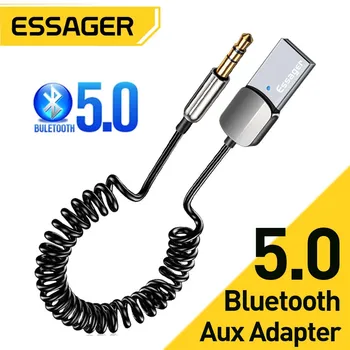 Essager kablosuz bluetooth 5.0 Alıcı Adaptörü araba hoparlörü 3.5 mm Jack Aux Ses Müzik Dongle Araba Bluetooth Verici