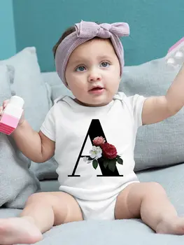 Bodysuit Bebekler Yenidoğan Estetik Mektup Çiçek Bebek Kız Giysileri Rahat Yaz Yumuşak Kız Bebek Vücut Beyaz Ücretsiz Kargo