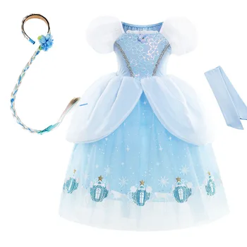 Çocuk Prenses Elbise Küçük Kızlar Karnaval Külkedisi Kostüm Çocuklar Peri Cosplay Deluxe Vestidos Düğün Puf Kollu Giyim