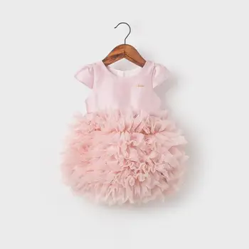 1 Yıl Doğum Günü Elbise Kız Prenses Balo Bebek Pembe Tutu Elbiseler Yenidoğan Butik Giyim Bebek Vaftiz Kabarık Vestidos