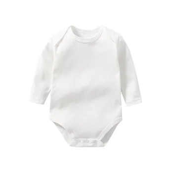 Kış Sonbahar Pamuk Bebek Romper Beyaz Uzun Kollu Bodysuits Çocuk Bebek Kız Erkek Giysileri
