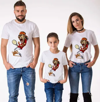 Parodi Nadal T-Shirt Aile Eşleştirme Giyim Anne ve Bana Giysi Federer kısa kollu tişört Erkek Giysileri McConaughey T-Shirt
