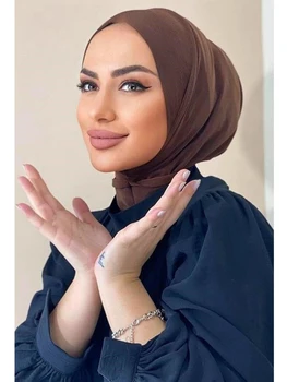 Müslüman Kadınlar İç Başörtüsü Kap Ayarlanabilir Snap Jersey Modal Başörtüsü Kapaklar Düğme Türban Snaps Fit Casual Bak İslam