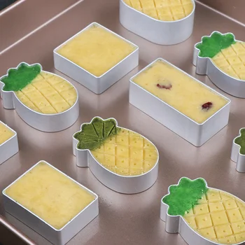 10 adet Kare Dikdörtgen Ananas Şekli Pasta Kek kurabiye kalıbı Bisküvi Kesici Basın