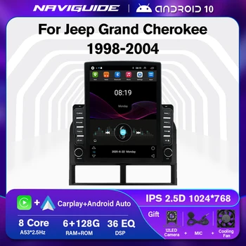 NAVİGUİDE Tesla Tarzı Araba Radyo Jeep Grand Cherokee II WJ 1998-2004 Android 10.0 Multimedya Oynatıcı GPS Navigasyon Autoradio