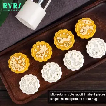 3D Çiçekler Pullar Ay Kek Dekor Kalıp Varil Yuvarlak Mooncake Kalıp 50g Pasta Mooncakes El DIY Aracı mutfak gereçleri