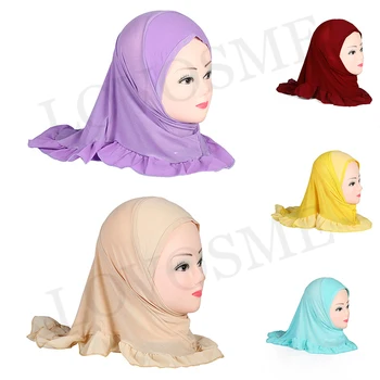 Müslüman Kızlar Çocuklar Başörtüsü İslam Eşarp Şal Hiçbir Dekorasyon Yumuşak Sıkı Malzeme 2 ila 7 yaş Kızlar Amira Başörtüsü 50cm