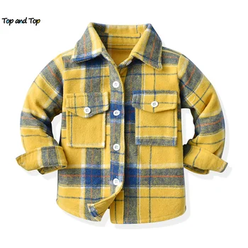 üst ve üst Sonbahar Kış Moda Toddler Bebek Erkek Kız Uzun Kollu oduncu gömleği Flaid Üstleri Çocuk Çocuk Pamuk bluz