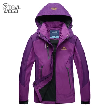 TRVLWEGO Kamp yürüyüş ceketi Kadın Sonbahar Açık Spor Mont Tırmanma Trekking Rüzgarlık Seyahat Su Geçirmez Mor Pembe