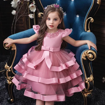 Dört Mevsim Sıcak Satış Çok Katmanlı Bebek Doğum Günü Giyim Pamuk Prenses Elbiseler 0-8 Yaşında Kız Tutu Performans