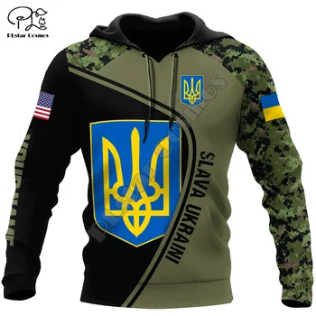 Ülke Bayrağı Ukrayna Ordu Camo Asker Ukrayna Kazak Eşofman 3DPrint Erkekler / Kadınlar Harajuku Rahat Komik Ceket Hoodies 4X