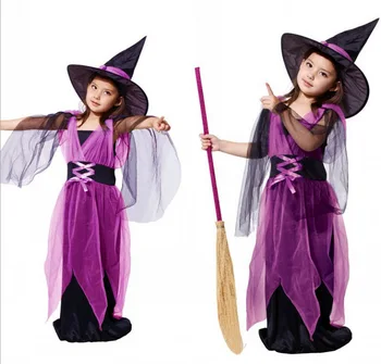 Kızlar Cadı Tutu Elbise Cadı Cadılar Bayramı Kostüm Karnaval Cosplay Parti Cadı süslü elbise + Saç Çember + Yarasa Kanat Kıyafet 3 adet