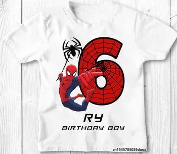 Marvel Çocuk Giysileri Marvel Örümcek Adam Yaz 2022 Beyaz kısa kollu tişört Doğum Günü Örümcek Adam Kişiselleştirin Adı Gömlek Erkekler için