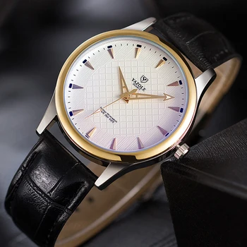YAZOLE Üst Marka Lüks Erkekler İzle İş erkek saati Benzersiz Tasarım Chronograph Deri Saat Reloj Hombre