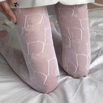 Tasarımcı Kadınlar Seksi Mektup balık ağı külotlu çorap See Through Tayt Şeffaf Yüksek Bel Logo İle Elastik Çorap