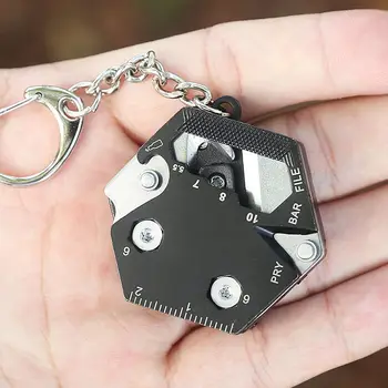 Çakı Anahtarlık Tornavida Çok Fonksiyonlu Altıgen Sikke Açık EDC hayatta kalma aracı Katlanır Kat Mini coltello Dişli İşemek