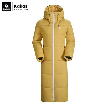 Kaılas kadın ısıtmalı ceket kalınlaşmış sıcak rüzgar geçirmez Anti sıçrama diz tarzı soğuk dayanıklı büyük kaz uzun aşağı ceket