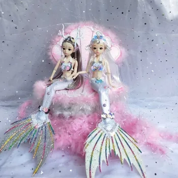 30CM Makyaj El Yapımı BJD DIY Mermaid 1/6 Eklemler Bebek Moda Elbise Tam Set Sevimli Oyuncak Kızlar için Yüksek Kaliteli Gerçek Çocuk Hediye