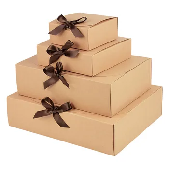 Çok Boyutlu Kare Kraft Kağıt ambalaj kutusu noel hediyesi Şeker Kutuları Düğün Parti İyilik Malzemeleri Doğum Günü Partisi Süslemeleri