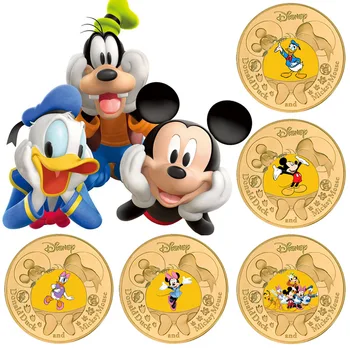 Disney Mickey Minnie Mouse Donald Ördek Papatya Tema Altın Kaplama Altın Sikke Oyunu hatıra parası Oyuncaklar Çocuklar için Doğum Günü Partisi Hediyesi