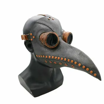 Veba Doktor Lateks Maske Cadılar Bayramı Kostüm Uzun Burun Gaga Kuş Raven Crow Cosplay PU Deri Steampunk Cadılar Bayramı