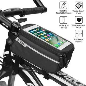 Su geçirmez Bisiklet çanta çerçevesi Ön Tüp Bisiklet Çantası Dokunmatik Ekran Çantası MTB Yol Bisikleti Çantası cep telefonu kılıfı Tutucu İçin 6 inç Telefon