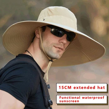 Unisex Yüksek Kalite 15 CM Büyük Geniş Ağız erkek balıkçı şapkası Düz Renk Su Geçirmez güneş şapkaları Yaz Kadın Plaj Kap erkek Panama Şapka