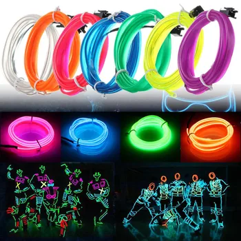 Glow EL tel kablo LED Neon noel dans partisi DIY kostümleri giyim aydınlık araba ışık dekorasyonu giysi esnek ışık