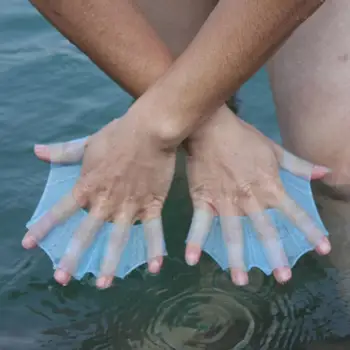 1 Pair Sıcak Satış Unisex Kurbağa Tipi Silikon Kemerler Yüzme El Fins Flippers Palm Parmak Perdeli Eldiven Kürek Su Sporları