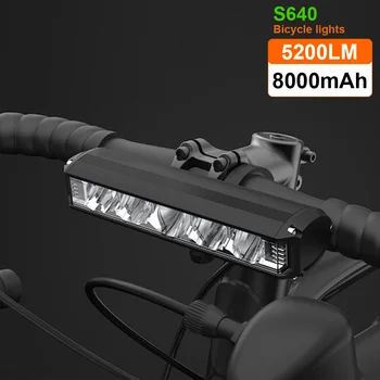 Bisiklet ışık ön 5200 Lümen bisiklet ışığı 8000mAh şarj edilebilir lamba el feneri Güç bankası ile MTB yol bisiklet bisiklet aksesuarları