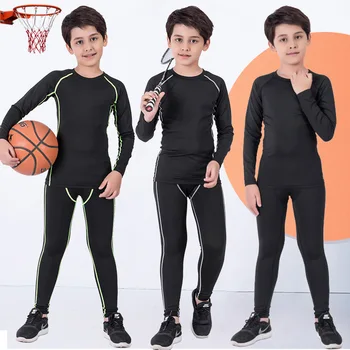 Çocuk Mma Sıkıştırma Spor Takım Elbise 4 Parça Set Erkek Çocuk Spor Koşu Takım Elbise Rashguard bjj Eğitim Futbol spor salonu taytları Giyim