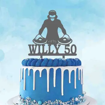 Kişiselleştirilmiş DJ Müzisyen Doğum Günü Pastası Topper Özel Adı Yaş Özel Parti Kek Dekorasyon Topper