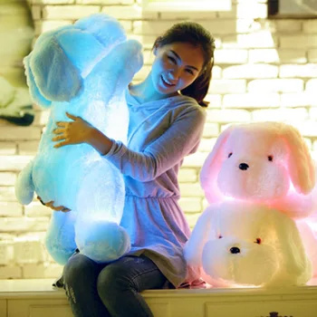 Sıcak 50 cm Yaratıcı parlak LED Oyuncak Köpek Doldurulmuş Hayvanlar Aydınlık peluş oyuncak Renkli Parlayan Yastıklar noel hediyesi Çocuklar için
