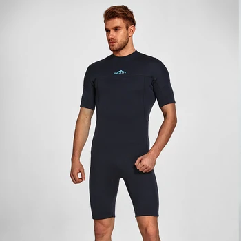SBART 2 mm Neopren Wetsuits Erkekler Yüzme Wetsuits Tek parça Kalınlaşmak Mayo Kısa Kollu Derin Dalış Sörf Wetsuits Geri Zip