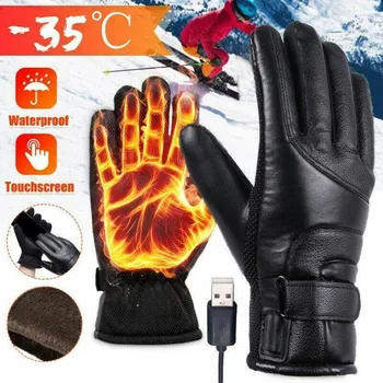 Erkekler ısıtmalı eldiven şarj edilebilir USB el ısıtıcı elektrikli ısıtma eldiven kış bisiklet termal dokunmatik ekran bisiklet eldiven rüzgar geçirmez