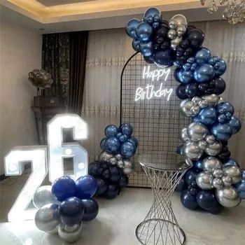 129 adet Krom Mavi Balon 16 18 20 30 50 Yıl Gümüş Numarası Doğum Günü Yıldönümü Partisi Dekor Yetişkin Balon Globos Malzemeleri