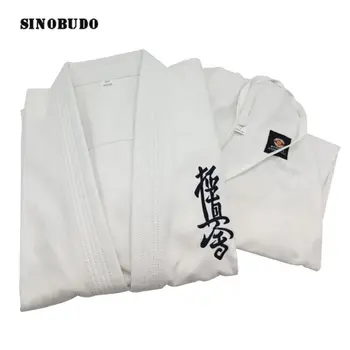 2022 Yeni Ürün Kyokushinkai Dobok 12oz %100 % Pamuk dogiCanvas Karate Üniforma Kimono Gi Kumaş Çocuklar İçin Yetişkin, ücretsiz Beyaz Kemer