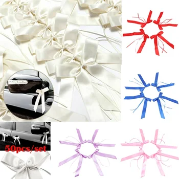 50 Adet / paket Narin Düğün Pew End dekorasyon Yay knot Şerit Yaylar Parti Arabalar Sandalyeler Dekorasyon Bowknots