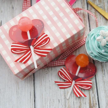 50 adet kırmızı kalp bowdesign lolipop kapak olarak bebek duş doğum günü düğün şeker süslemeleri parti dekorasyon noel hediyesi DIY