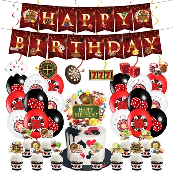 Casino Parti Süslemeleri oyun kartı Tema Parti Doğum Günü Partisi Malzemeleri Balonlar Afiş Yetişkin Bekarlığa Veda Partisi Bekarlığa Veda Partisi Dekor