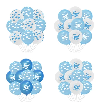10 Adet / grup 12 inç Parti Balon Malzemeleri Sevimli Bulut Uçak Baskılı Lateks Globo Çocuk Oyuncak Bebek Duş Düğün Doğum Günü Dekor