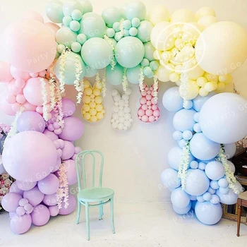 126/182 adet Renkli Macaron Pastel Balon Garland Gökkuşağı Lateks Balonlar Hava Globos Doğum Günü Partisi Düğün Bebek Duş Dekor