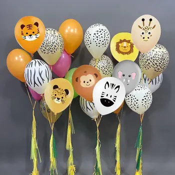 10 adet Karikatür Hayvan Desen Balon Jungle Safari Doğum Günü Partisi dekorasyon balonları Orman Hayvan Doğum Günü Partisi Malzemeleri