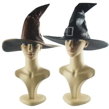 Deri Cadı Sihirbazı Şapkalar Moda Parti Şapka Cadılar Bayramı Partisi Sahne Cosplay Kostüm Aksesuarları Çocuk Yetişkin parti şapkaları