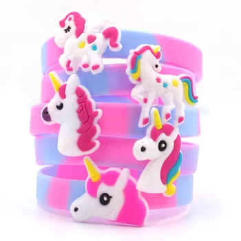 5 adet gökkuşağı ünikorn Parti Kauçuk Bileklik Bileklik Unicornio Doğum Günü Partisi Süslemeleri Çocuklar Bebek Duş Süslemeleri Parti Iyilik